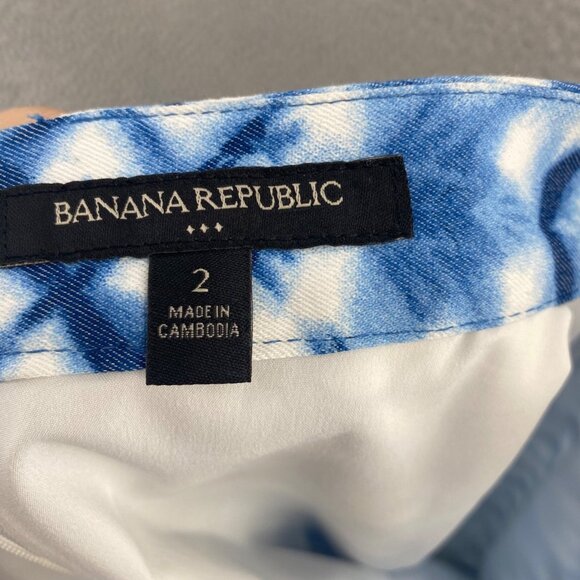 Banana Republic Skirt Womens 2 Blue Tie Dye Chevron Mini Stretch Twill Pencil - Picture 6 of 10